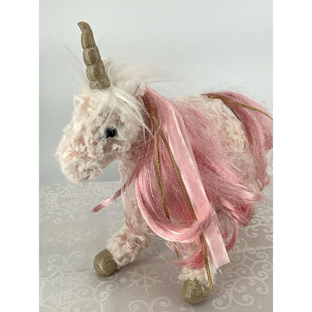 Douglas Plush Unicorn With Pink Mane & Gold Accents - Cuddle‎ Toy For Kids #781